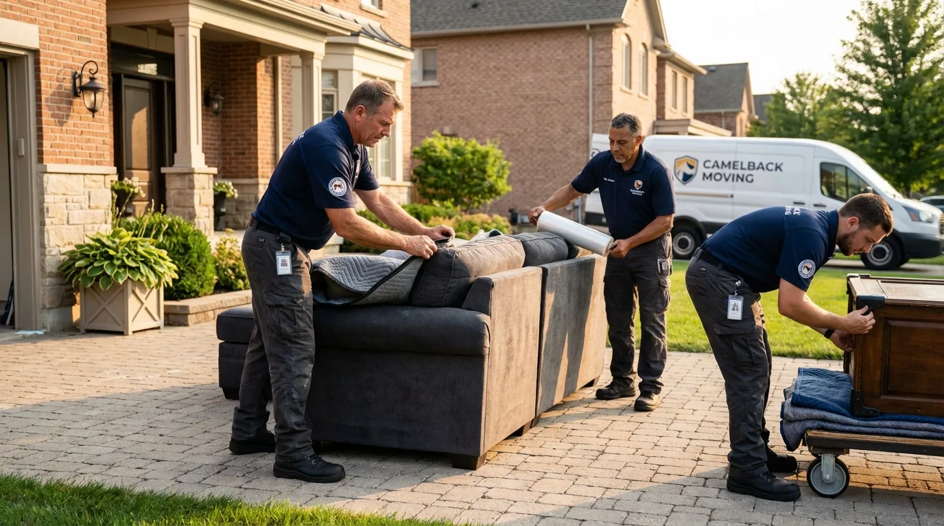 Large estate moving crew wrapping furniture in Eutaw, AL